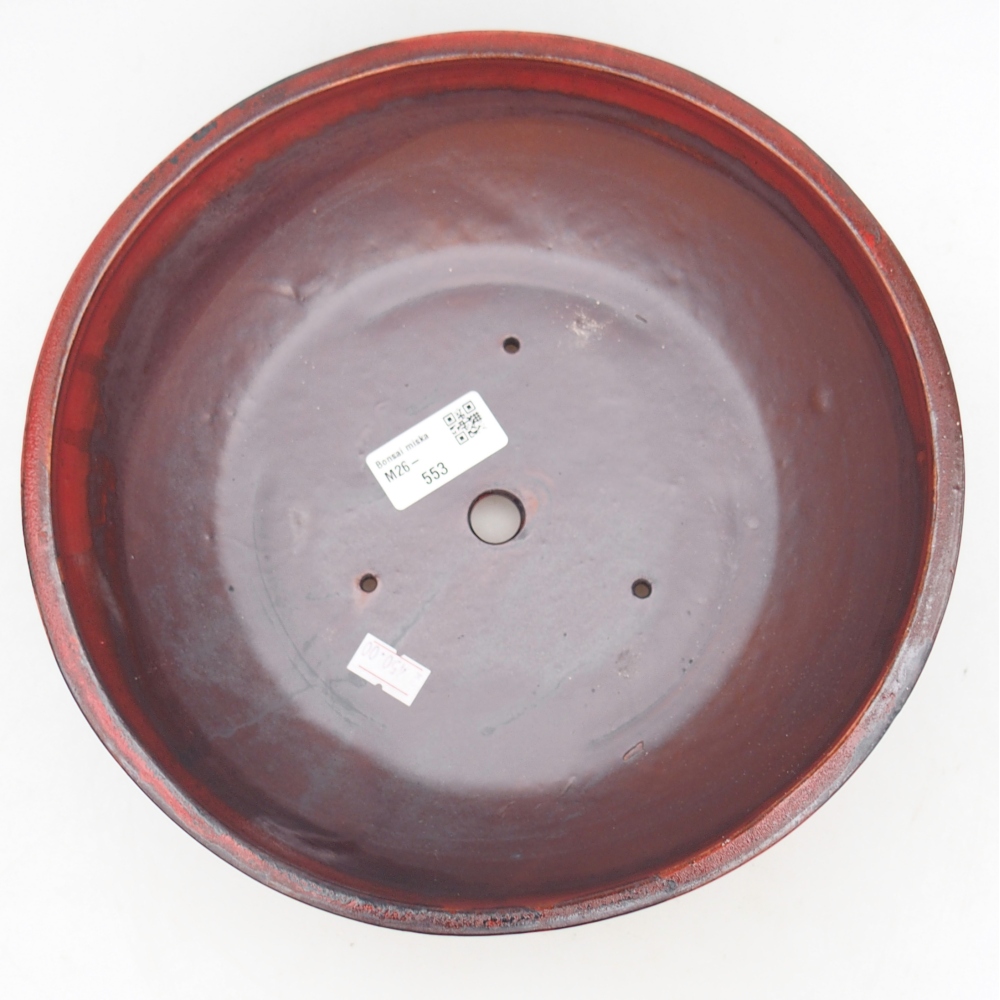 Bonsaischaal van keramiek 24,5 x 24,5 x 7,5 cm, kleur rood