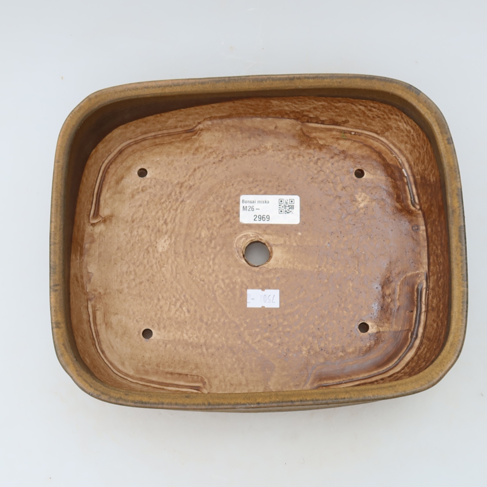 Keramische bonsaipot 24,5 x 20,5 x 6,5 cm, kleur: bruin