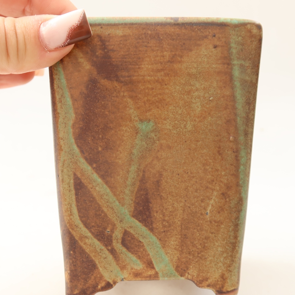 Keramische bonsaischaal 9 x 9 x 11,5 cm, kleur bruin