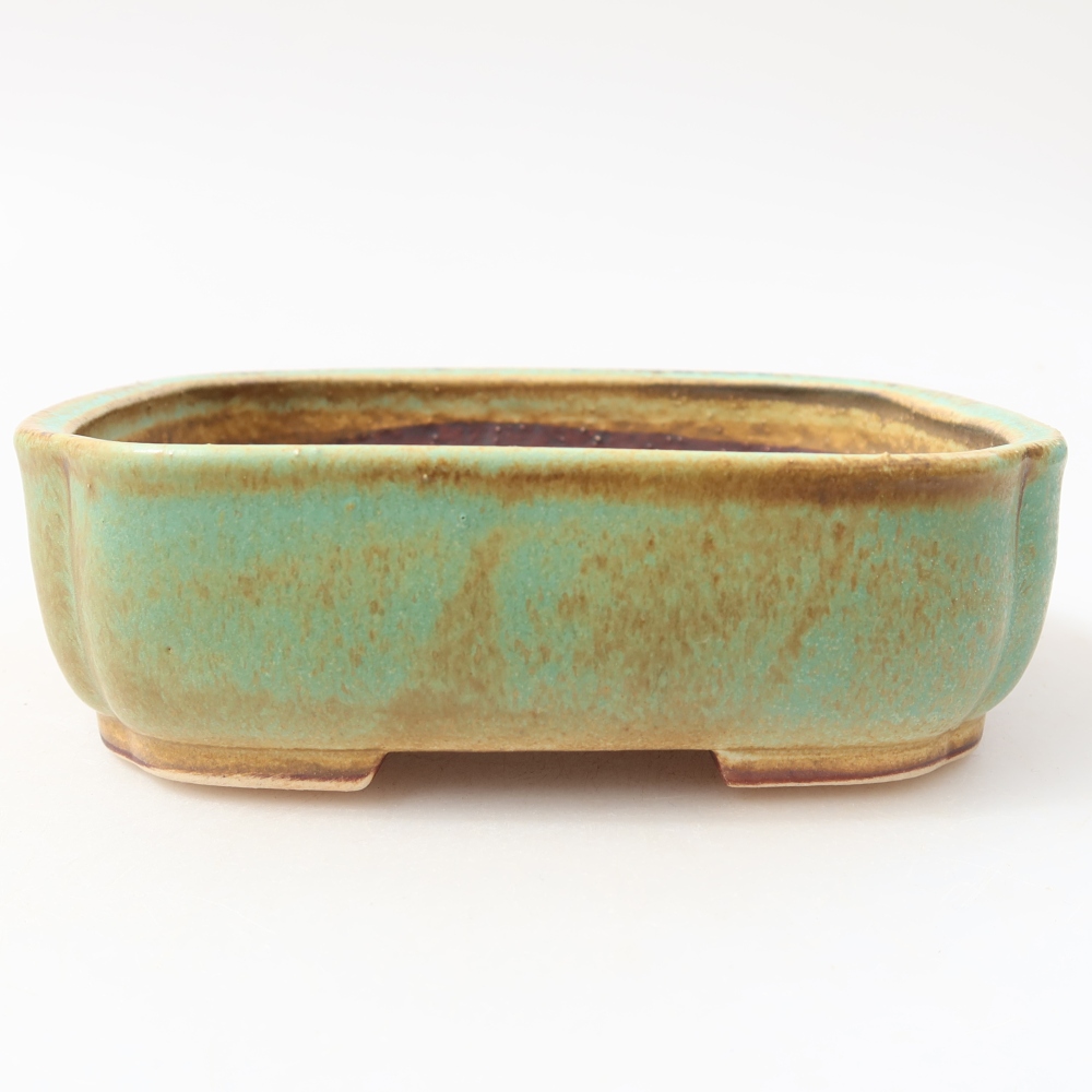 Keramische bonsaipot 14 x 12 x 4 cm, kleur groen