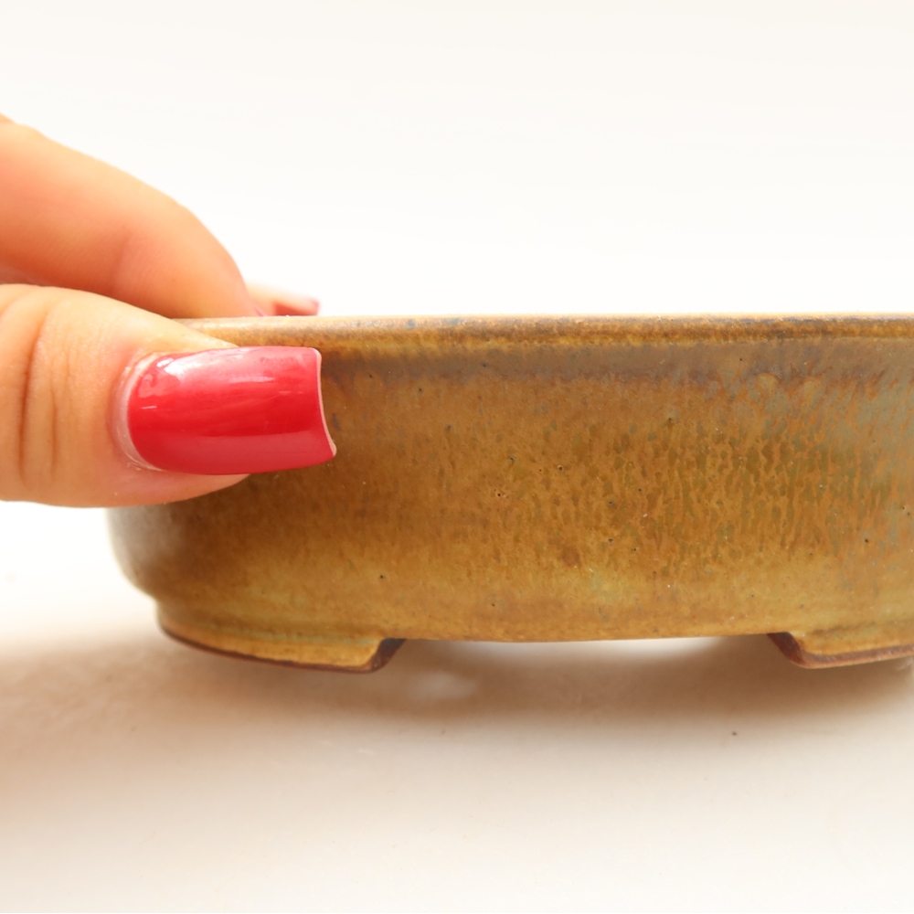 Keramische bonsaipot 12,5 x 11,5 x 3,5 cm, kleur: groen
