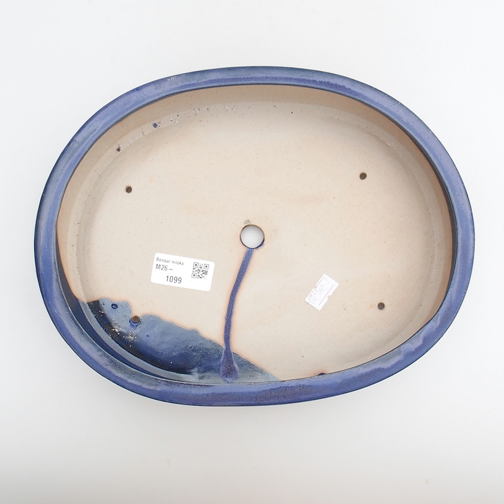 Bonsaischaal van keramiek 26 x 20 x 5 cm, kleur blauw