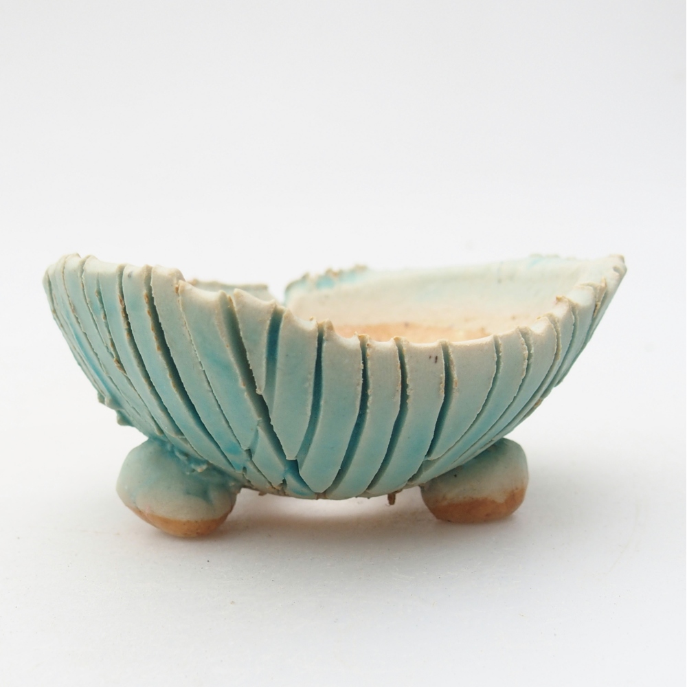 Keramisch Schelp 7,5 x 8 x 4 cm , kleur blauw