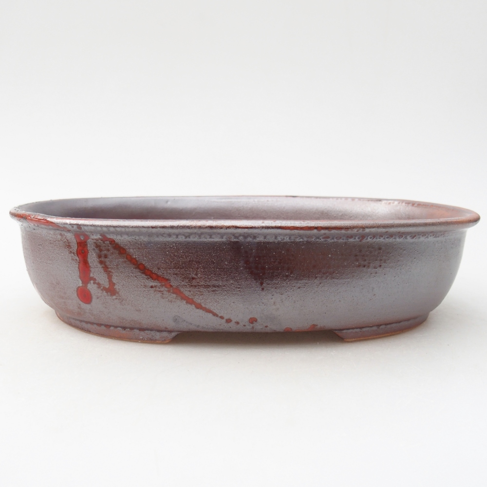 Bonsaischaal van keramiek 22 x 17 x 5 cm, rood metallic