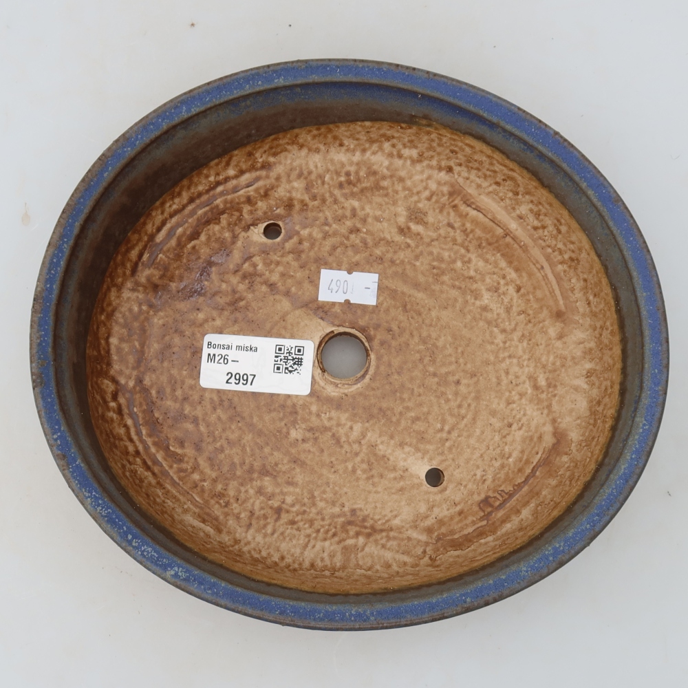 Keramische bonsaischaal 21 x 19,5 x 5 cm, kleur: blauw