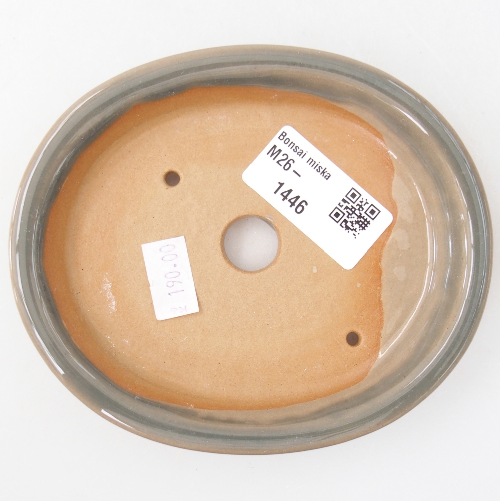 Bonsaischaal van keramiek 12,5 x 10,5 x 2 cm, grijs