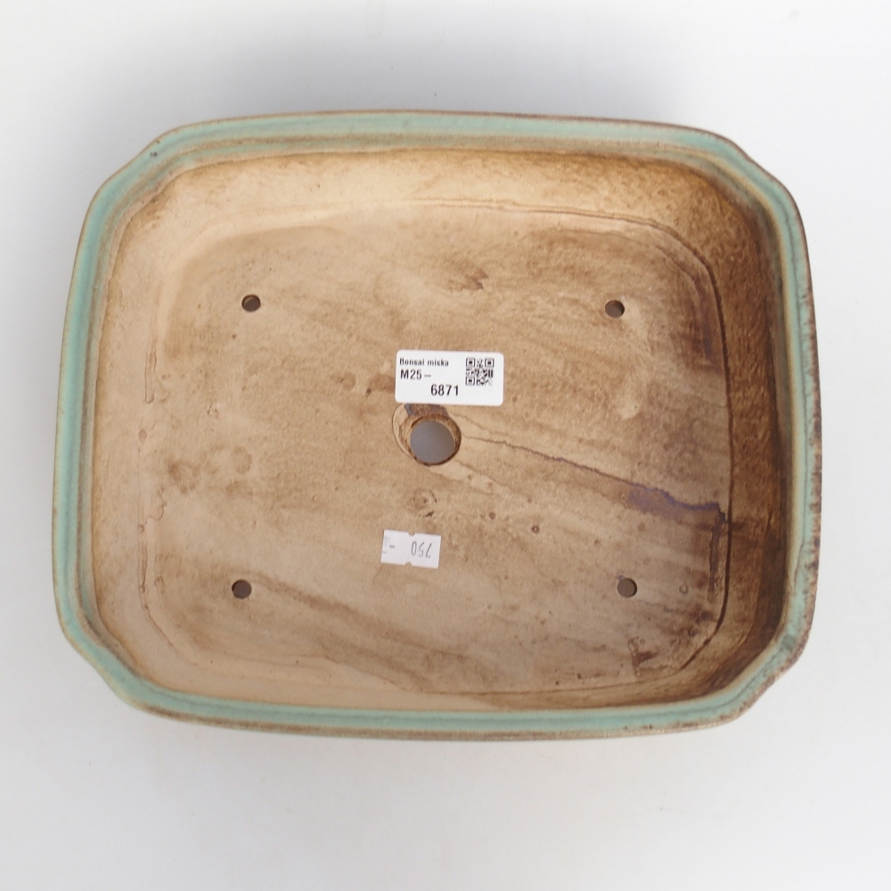 Bonsaischaal van keramiek 25 x 21,5 x 6,5 cm, groen