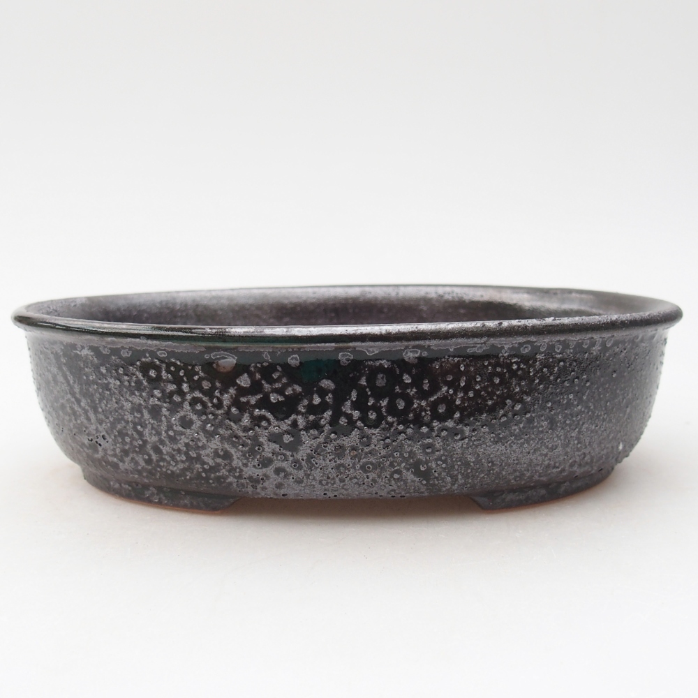 Bonsaischaal van keramiek 19 x 14,5 x 4,5 cm, groen metallic