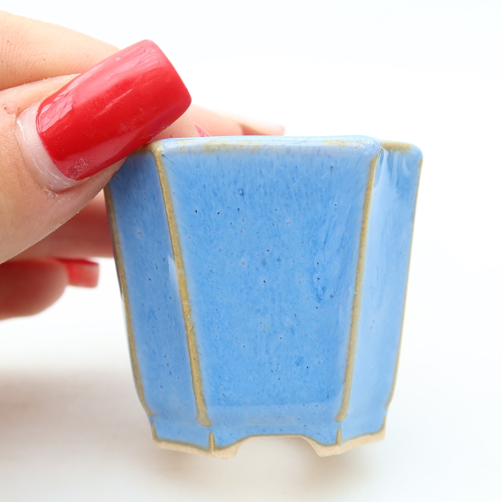 Bonsaischaaltje van keramiek 4 x 4 x 4 cm, kleur blauw