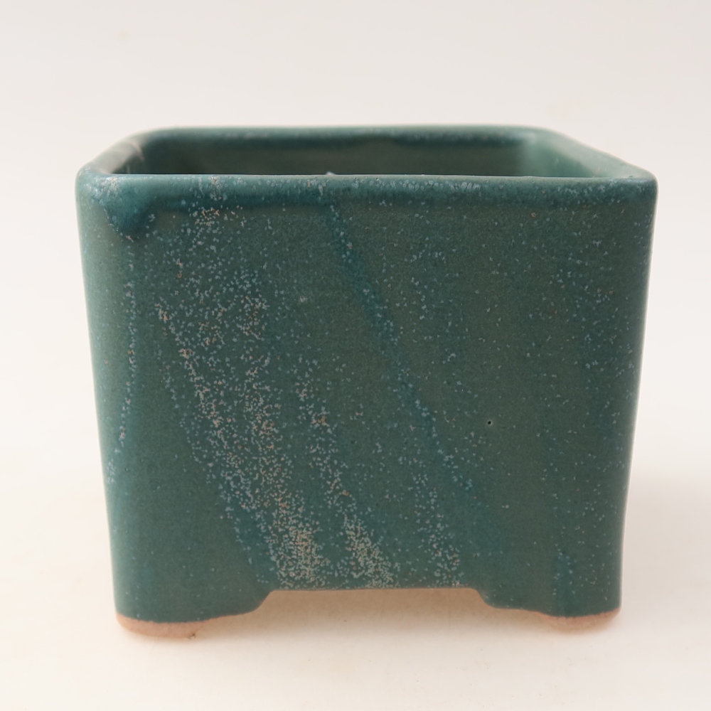 Bonsaischaal van keramiek 10 x 10 x 8 cm, kleur blauw