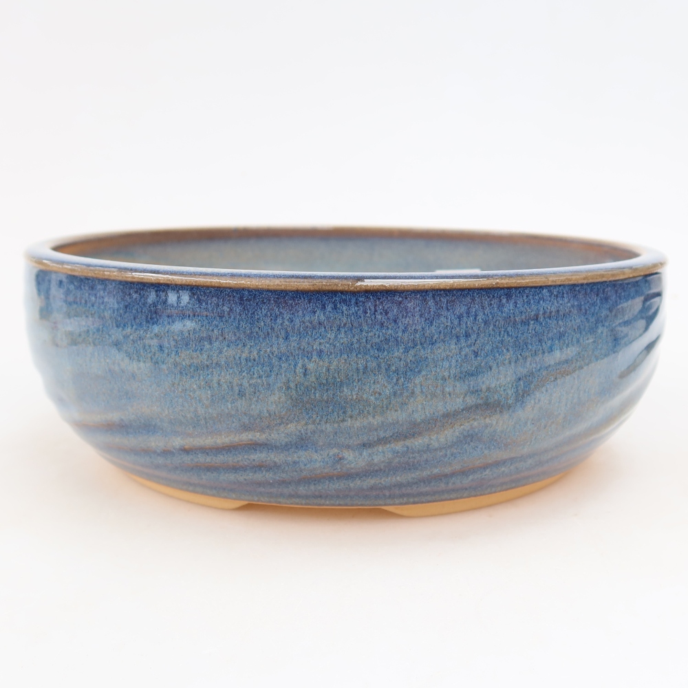 Keramische bonsaipot 21,5 x 21,5 x 7 cm, kleur: blauw