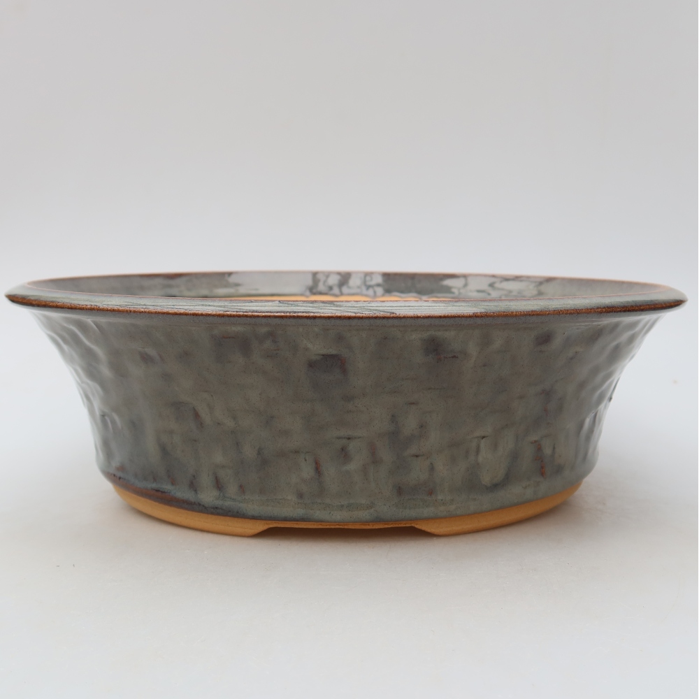 Keramische bonsaischaal 26,5 x 26,5 x 8 cm, kleur grijs