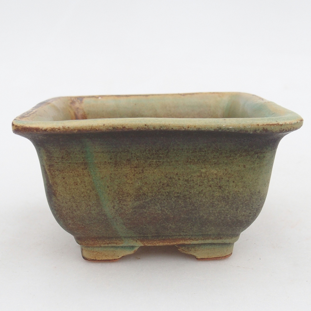 Bonsaischaal van keramiek 10 x 10 x 6 cm, groen
