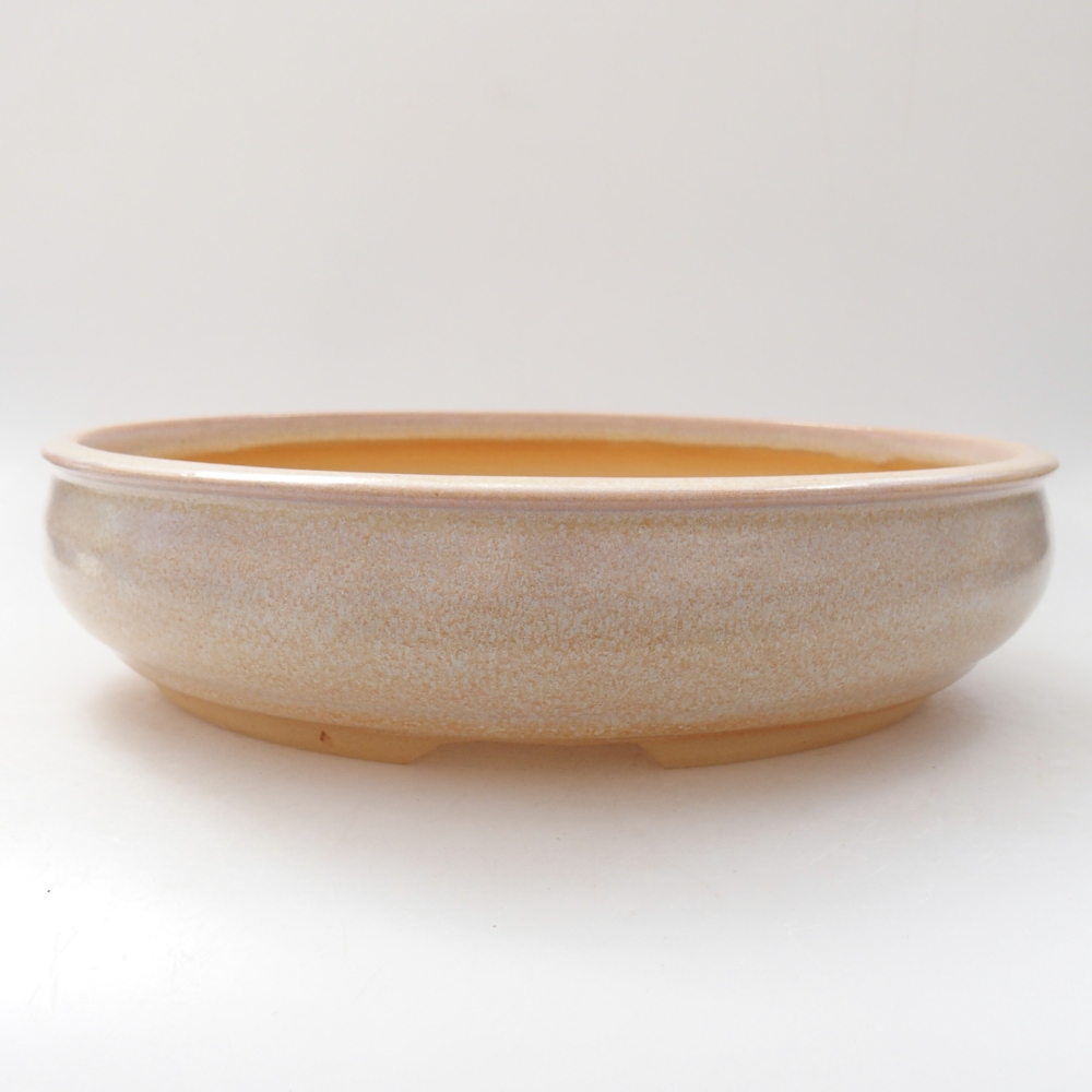 Bonsaischaal van keramiek 25,5 x 25,5 x 6 cm, kleur beige