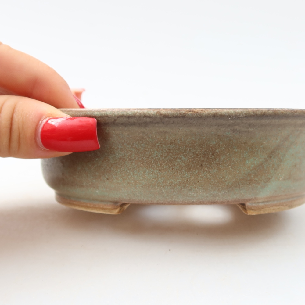Keramische bonsaipot 12,5 x 11,5 x 3,5 cm, kleur: groen