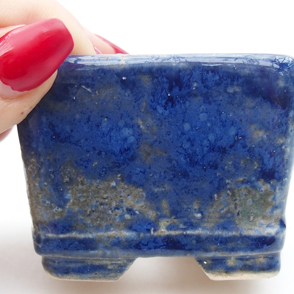 Bonsaischaal van keramiek 6 x 6 x 4,5 cm, kleur blauw