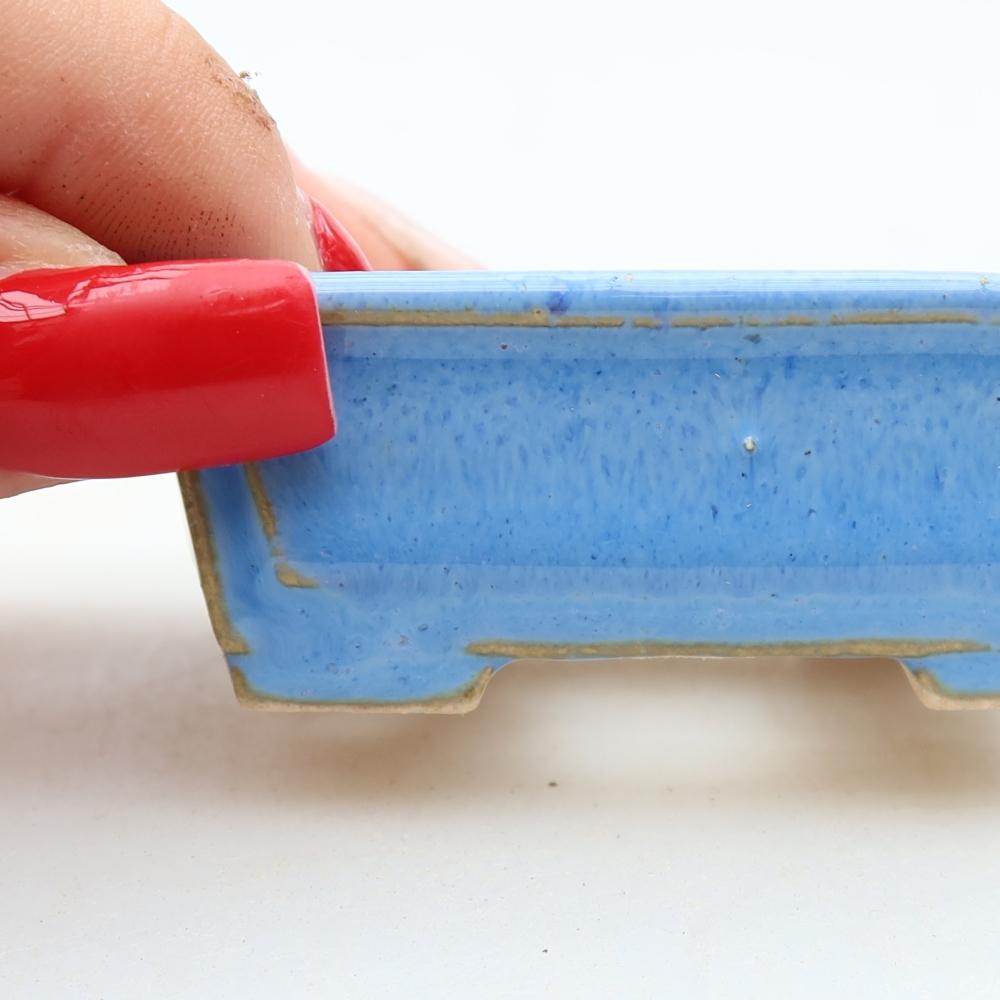 Keramische bonsaischaal 6,5 x 6,5 x 2,5 cm, kleur: blauw