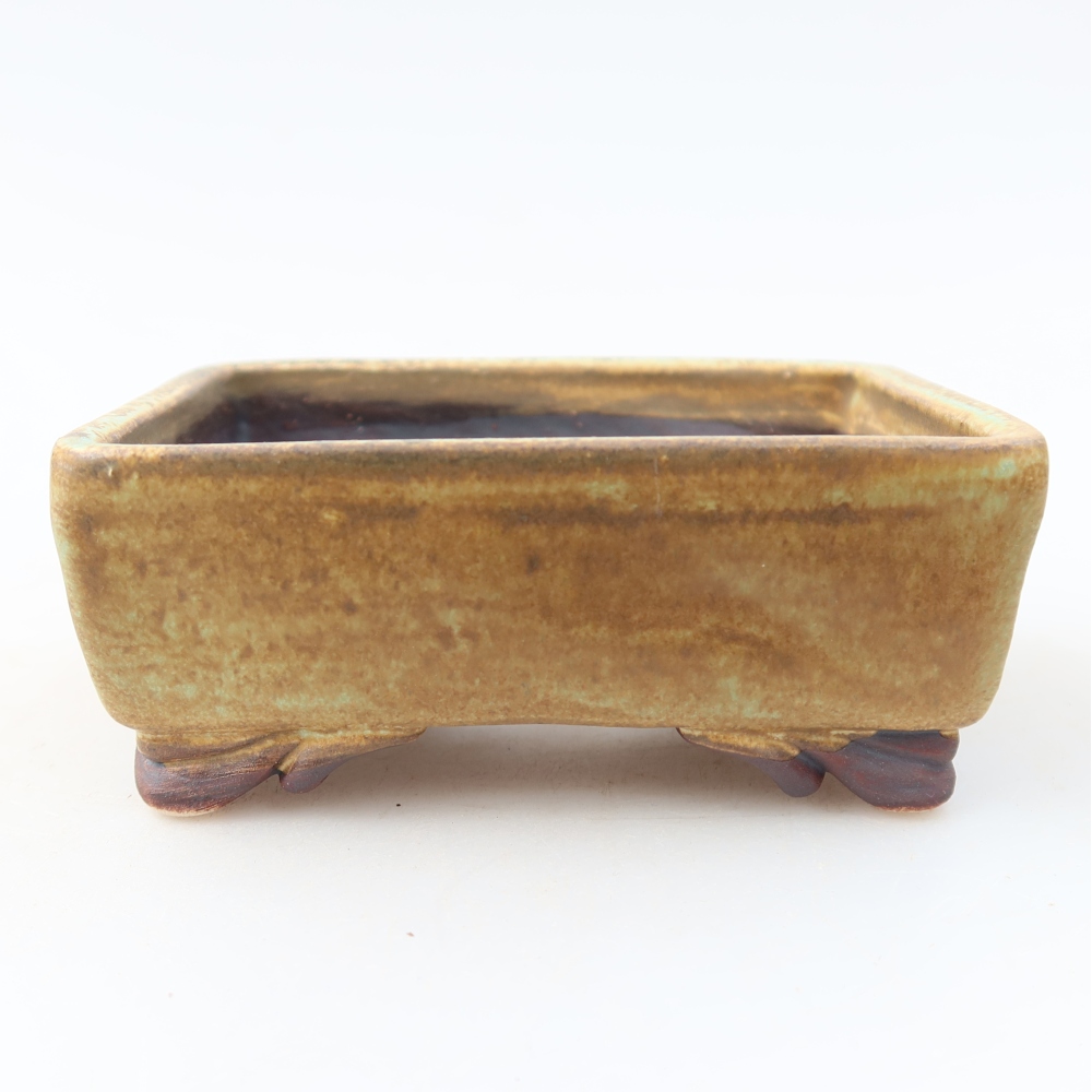 Bonsaischaal van keramiek 10 x 8 x 4 cm, groen