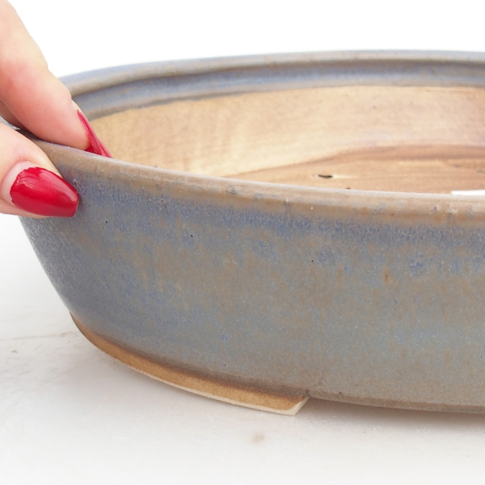 Bonsaischaal van keramiek 31,5 x 28,5 x 6,5 cm, kleur blauw