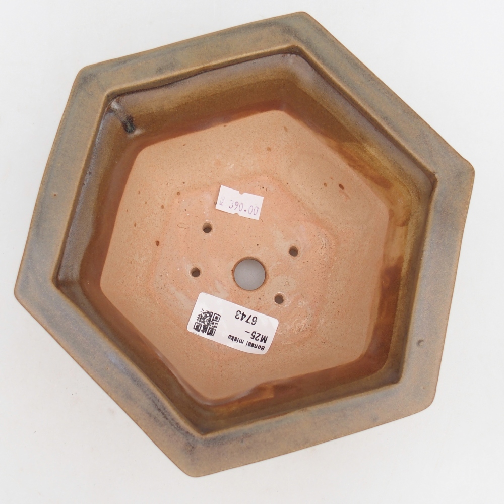 Bonsaischaal van keramiek 18,5 x 16,5 x 9 cm, bruin