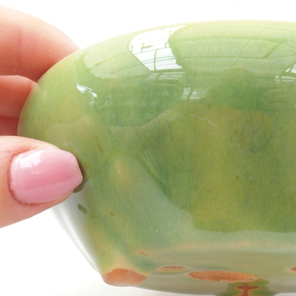 Bonsaischaal van keramiek 11 x 11 x 5 cm, groen