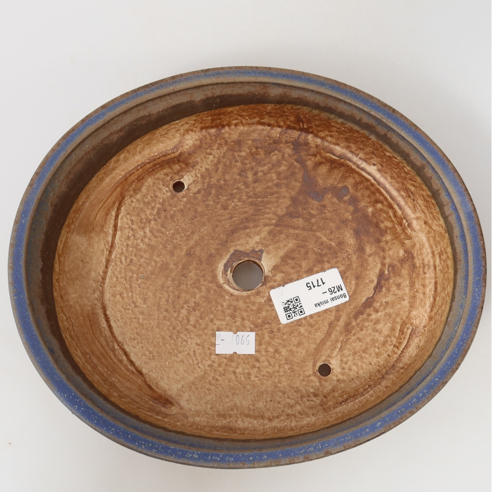 Bonsaischaal van keramiek 24 x 21 x 5 cm, kleur blauw
