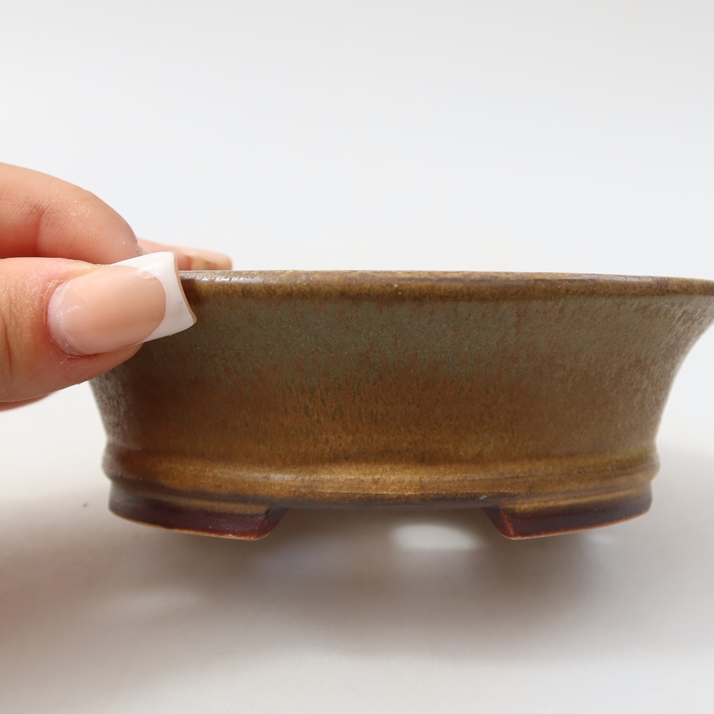 Keramische bonsaipot 12,5 x 11,5 x 4 cm, kleur groen