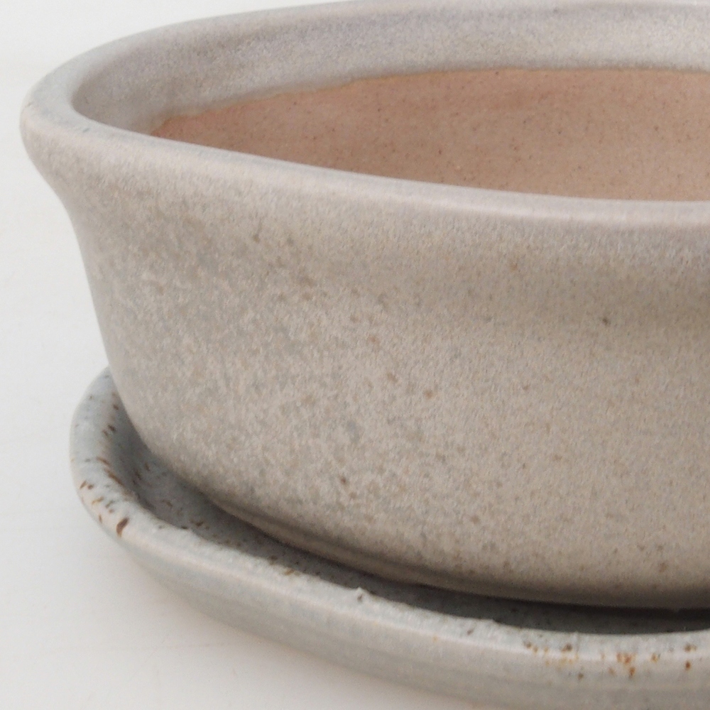 Bonsai kom + schotel H05 - 11 x 8 x 4 cm - beige