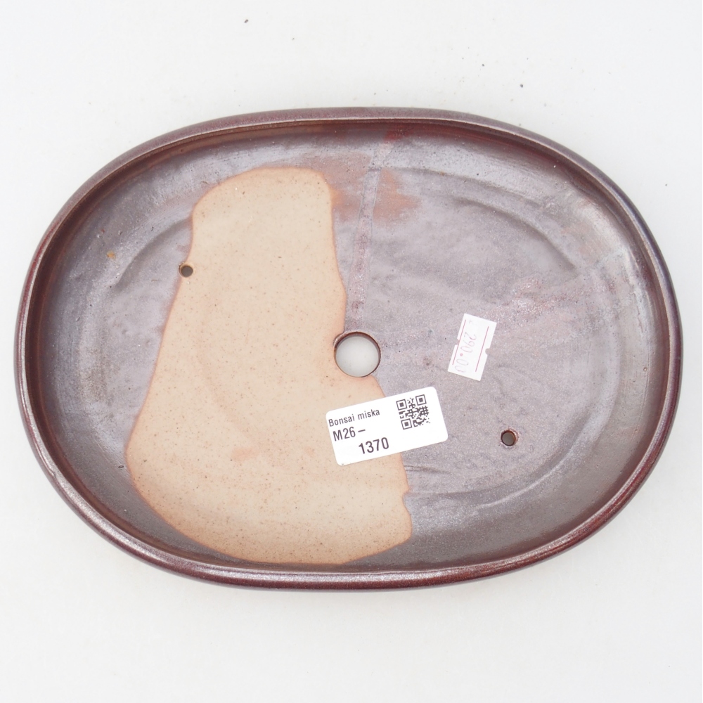 Bonsaischaal van keramiek 22,5 x 16,5 x 3 cm, bordeauxrood