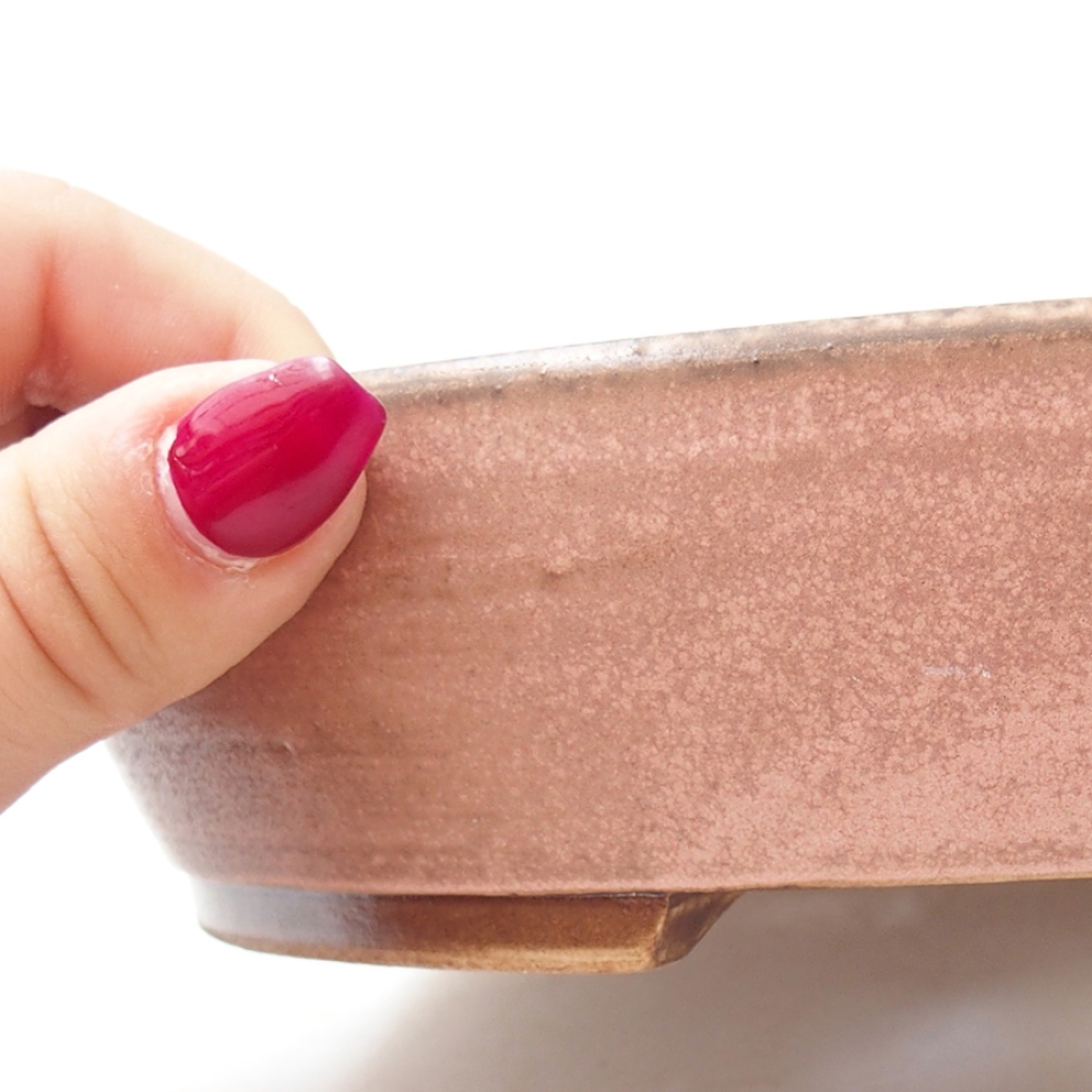 Bonsaischaal van keramiek 20,5 x 18,5 x 4,5 cm, roze