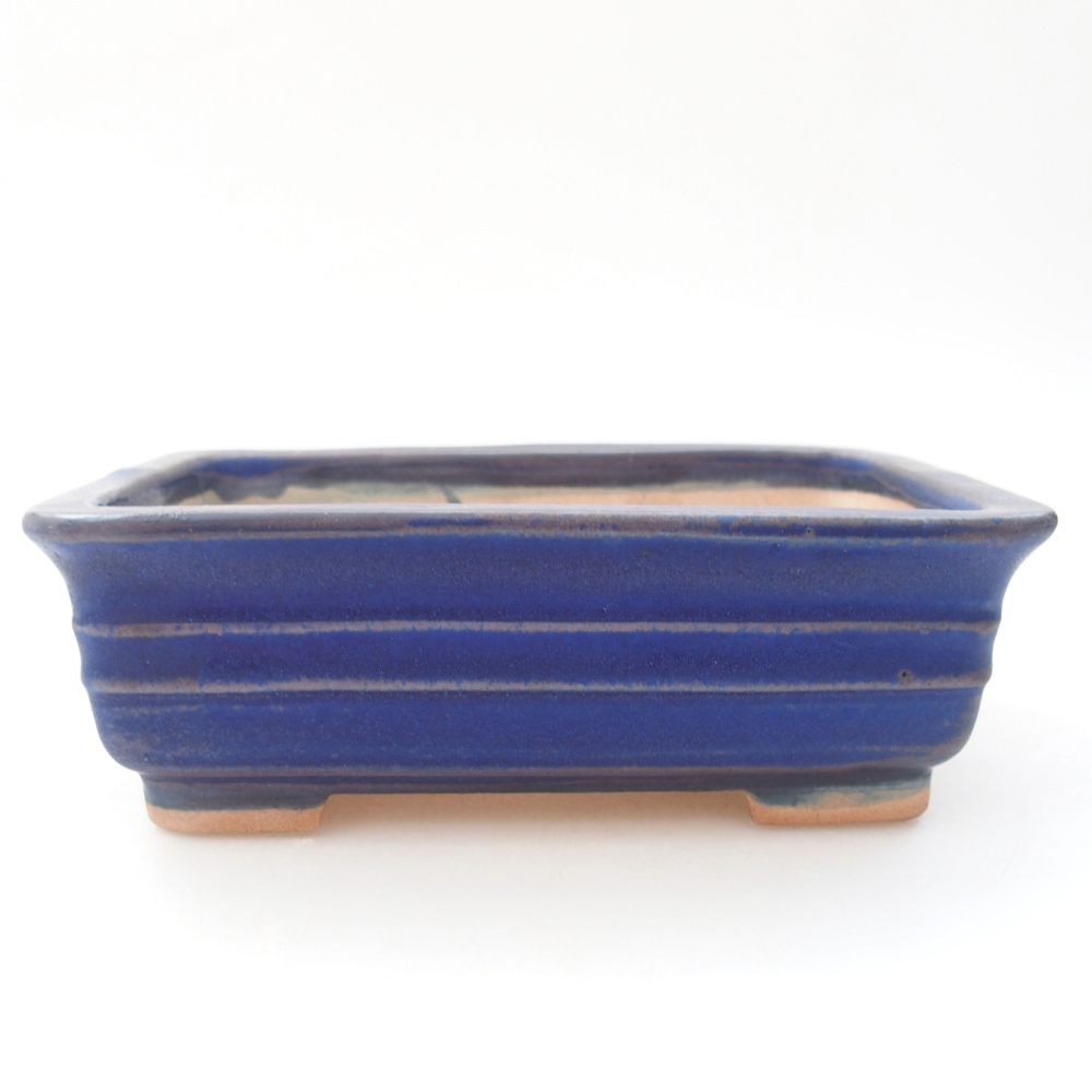 Bonsaischaal van keramiek 13,5 x 9,5 x 4,5 cm, kleur blauw