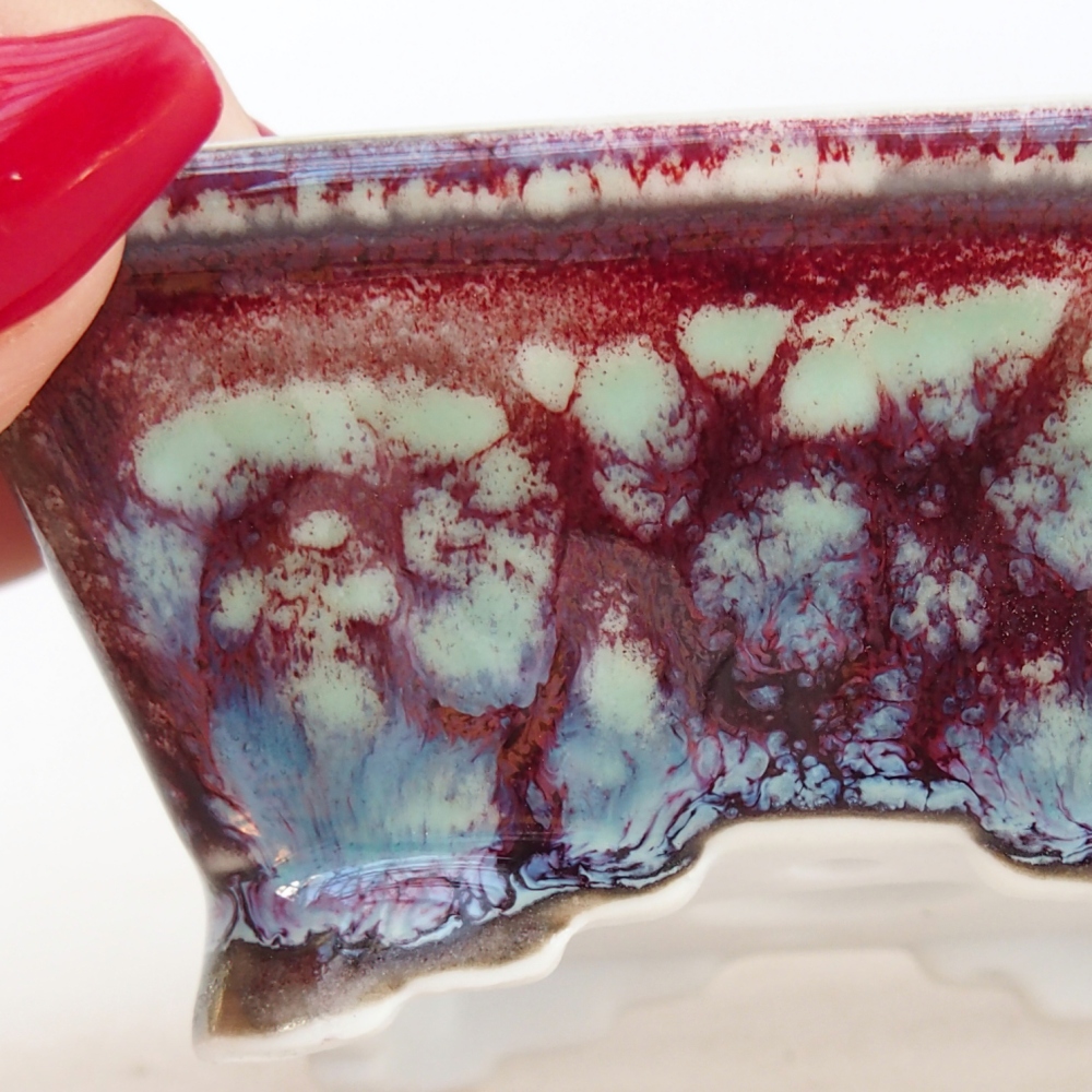 Mini bonsaischaal 8,5 x 7,5 x 4 cm, bordeauxrood