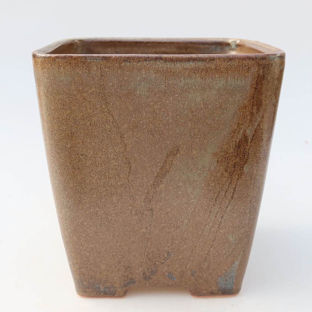Keramische bonsaipot 13,5 x 13,5 x 15 cm, kleur bruin