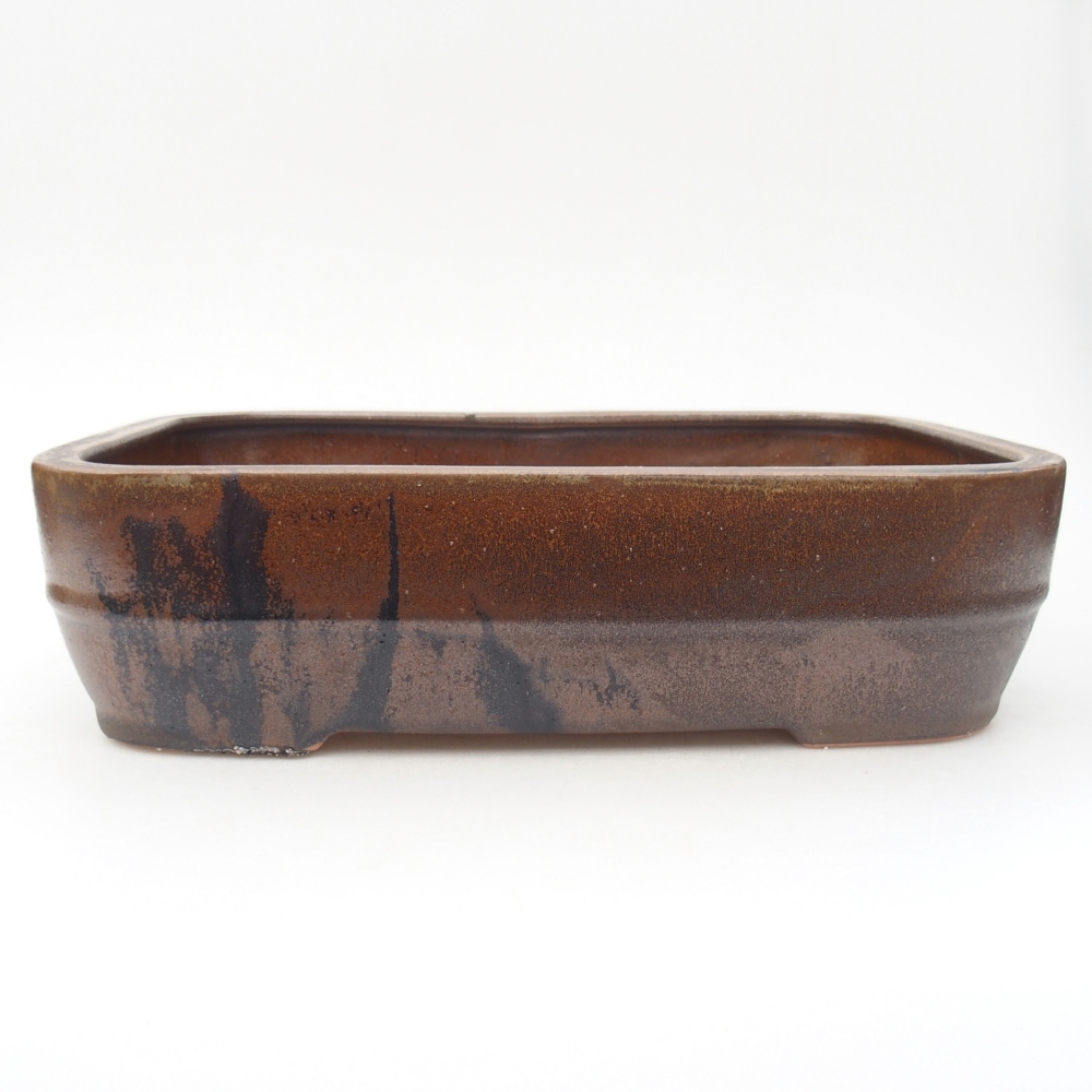 Bonsaischaal van keramiek 27,5 x 20,5 x 7,5 cm, bruin