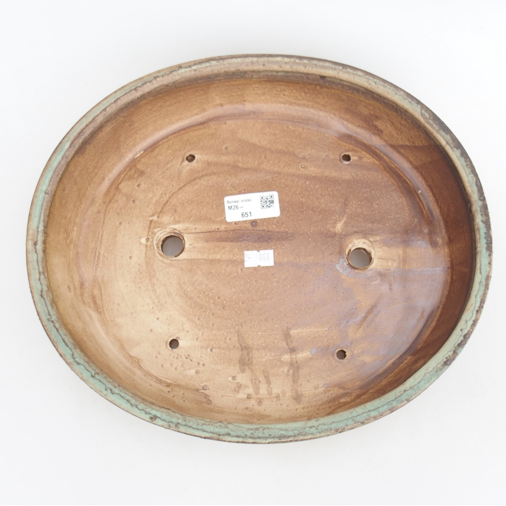 Bonsaischaal van keramiek 31,5 x 28,5 x 6,5 cm, groen