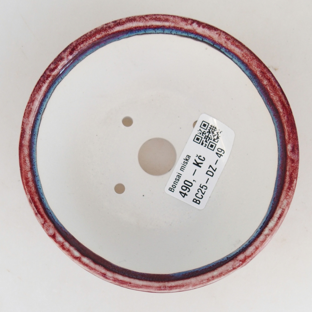 Bonsaischaal van keramiek 10,5 x 10,5 x 5 cm, kleur bordeauxrood