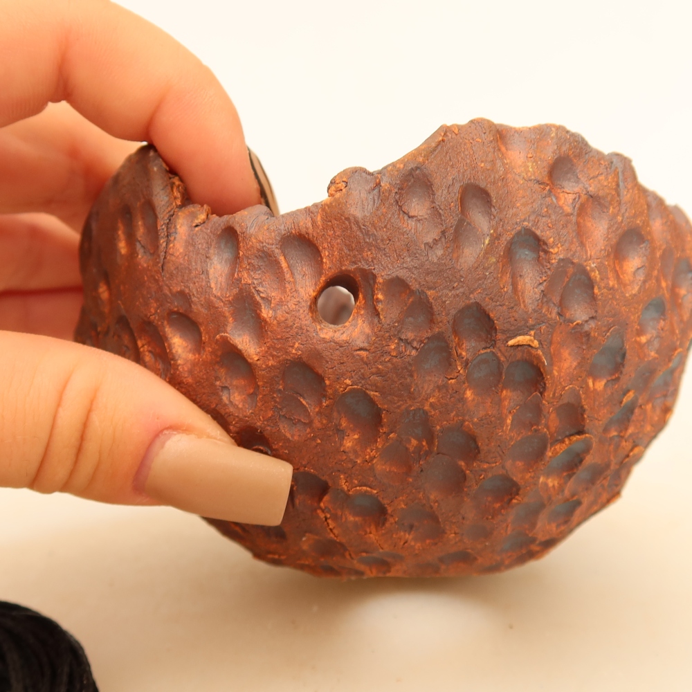 Keramische schaal voor Kokedama, 10 x 10 x 6,5 cm, kleur: bruin