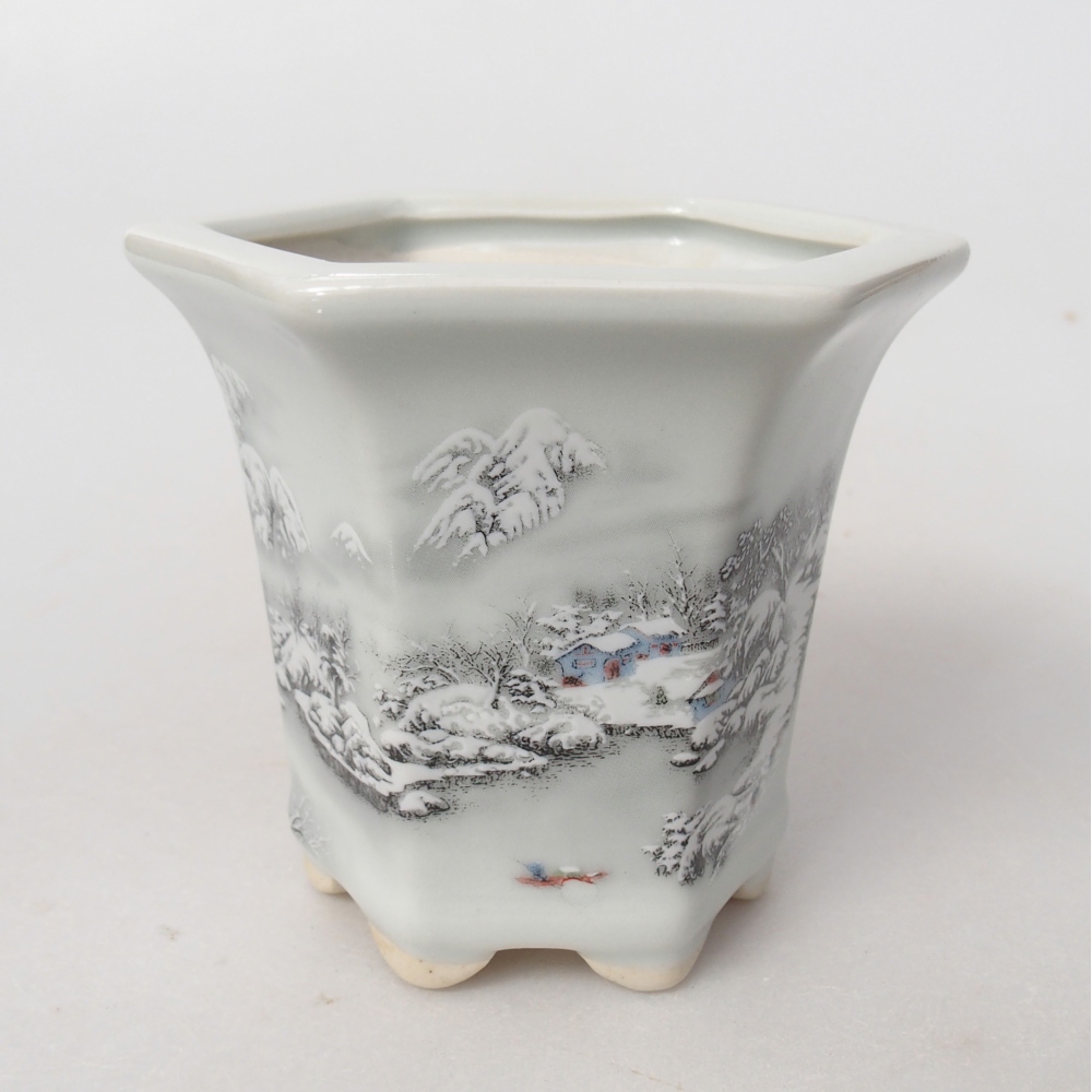 Bonsaischaal van keramiek 10 x 9 x 9 cm, kleur wit