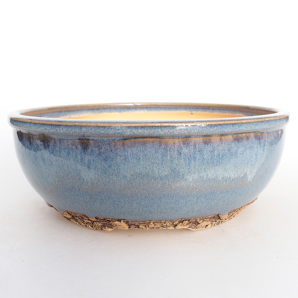 Bonsaischaal van keramiek 19 x 19 x 7 cm, kleur blauw