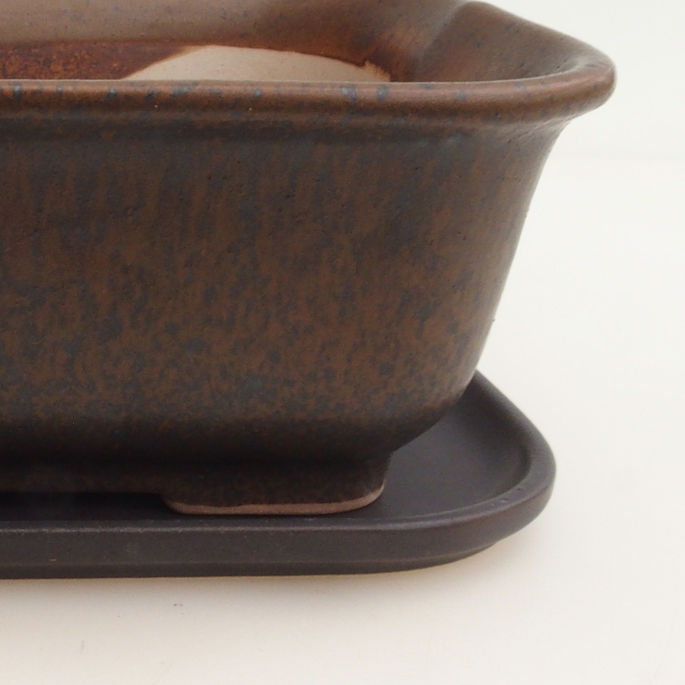 Bonsai kom + schotel H36 - 17 x 15 x 7,5 cm - bruin