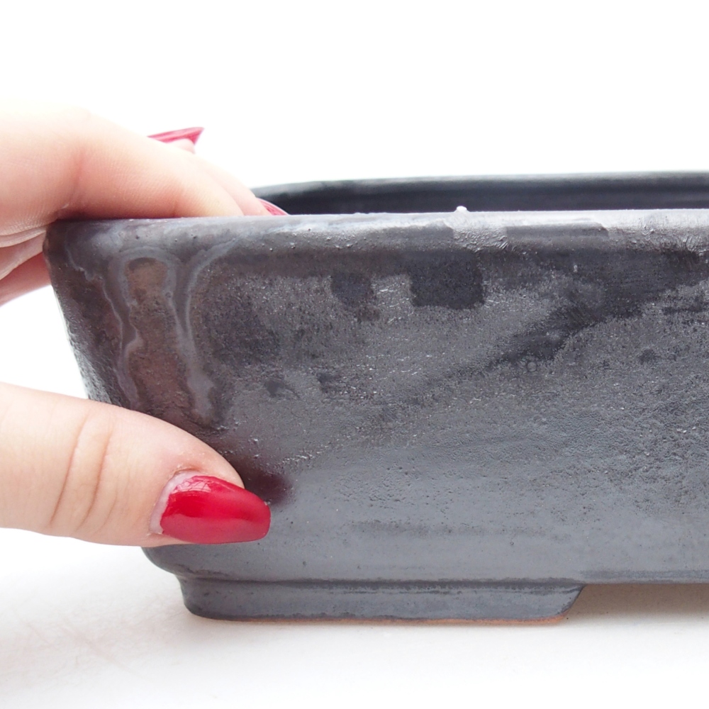 Bonsaischaal van keramiek 26,5 x 20 x 6,5 cm, zwart