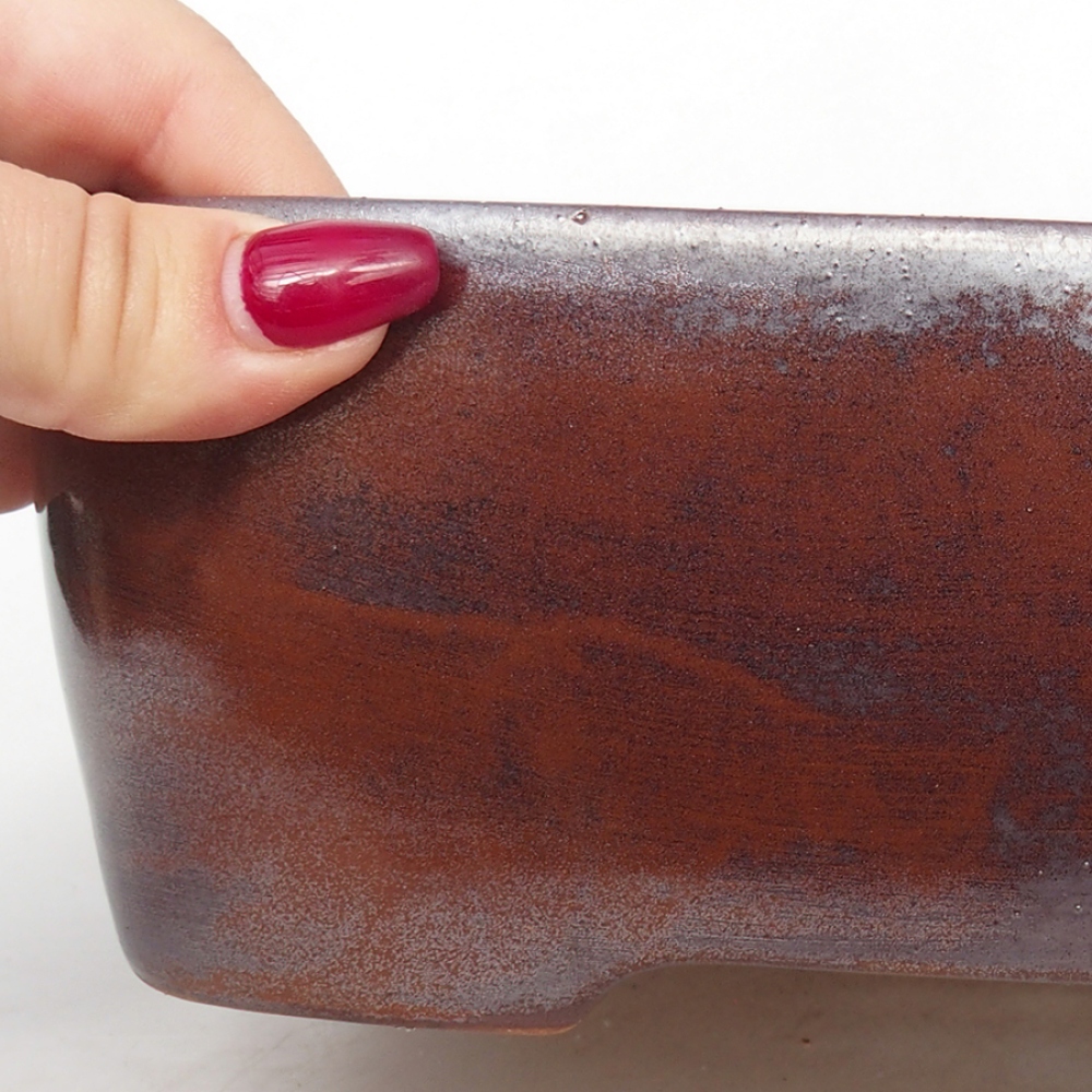 Bonsaischaal van keramiek 23,5 x 18 x 7,5 cm, bruin