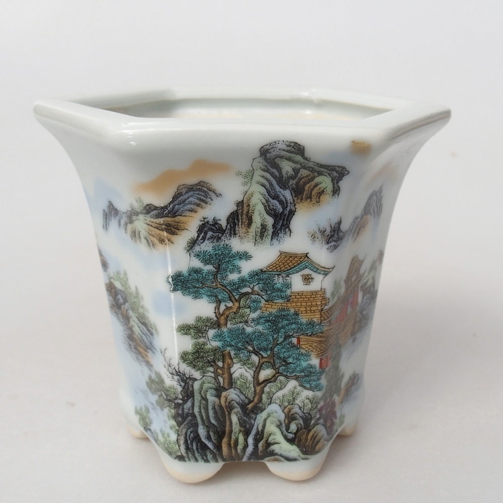 Bonsaischaal van keramiek 10 x 9 x 9 cm, kleur wit