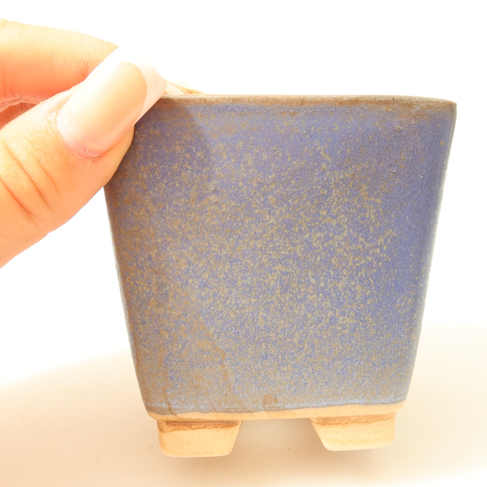 Keramische bonsaipot 7,5 x 7,5 x 7,5 cm, kleur: blauw