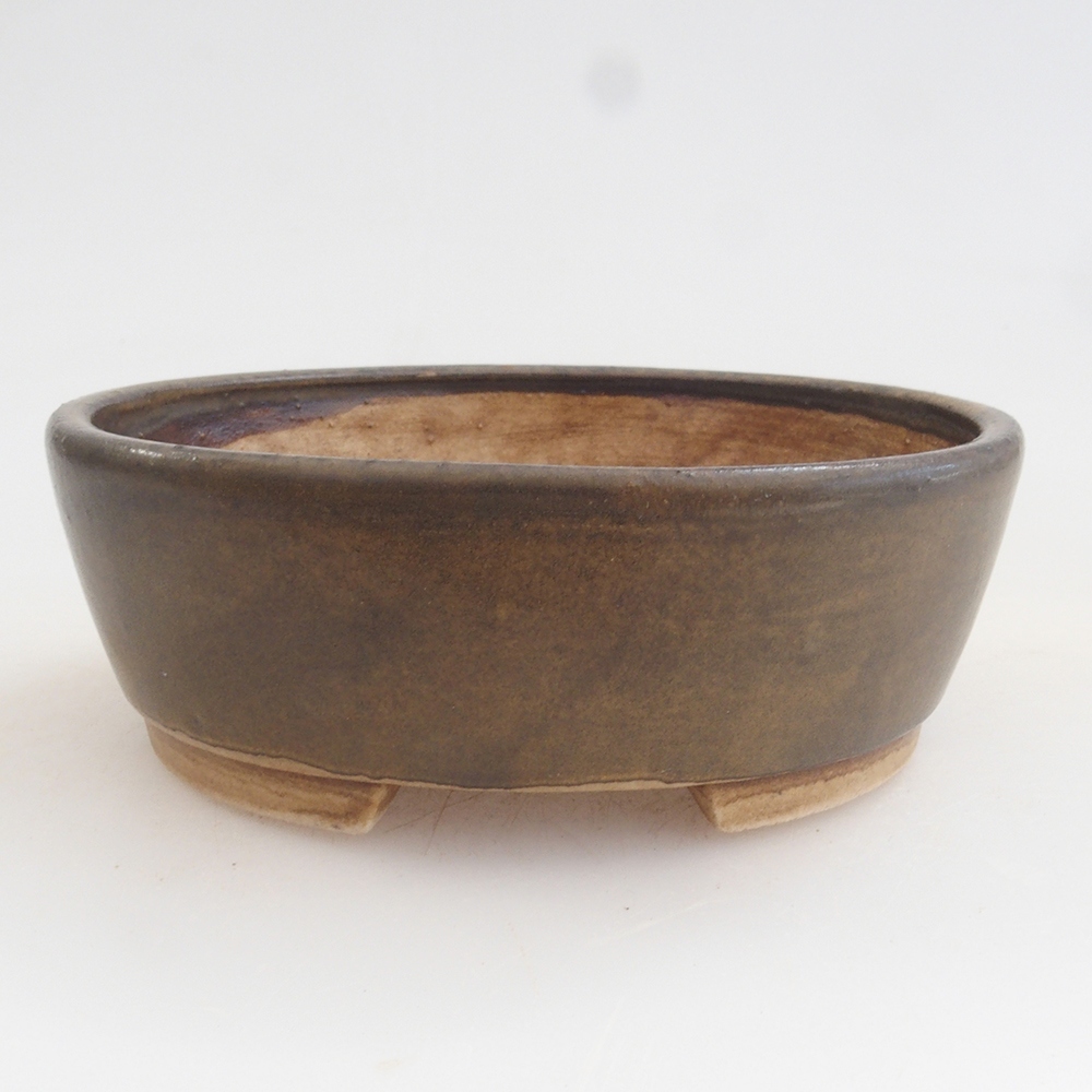 Bonsaischaal van keramiek 10 x 8,5 x 4 cm, bruin