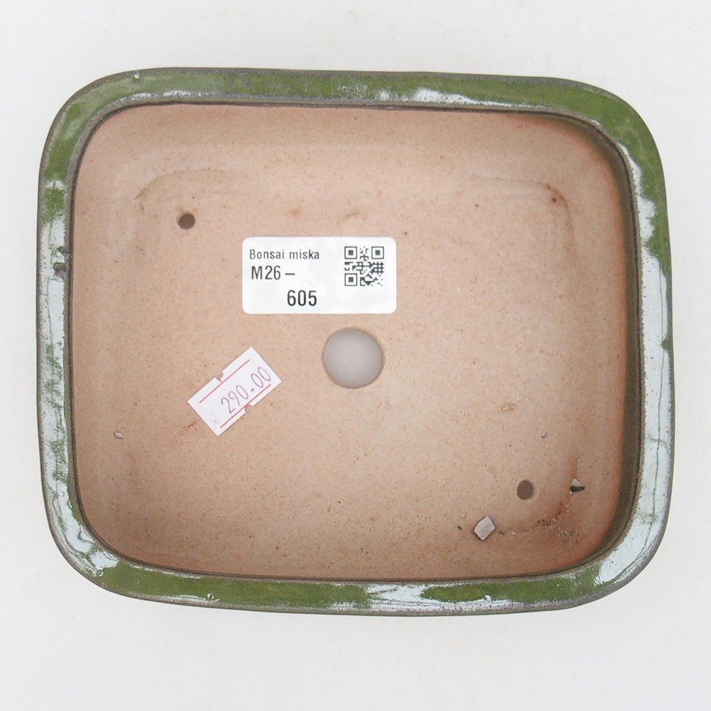 Bonsaischaal van keramiek 14,5 x 12,5 x 4,5 cm, groen