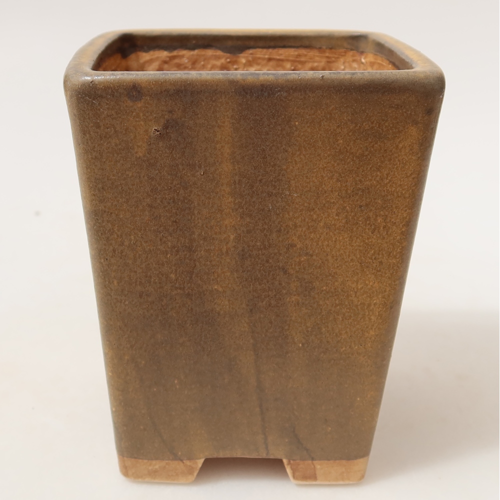 Keramische bonsaipot 8,5 x 8,5 x 10,5 cm, kleur bruin