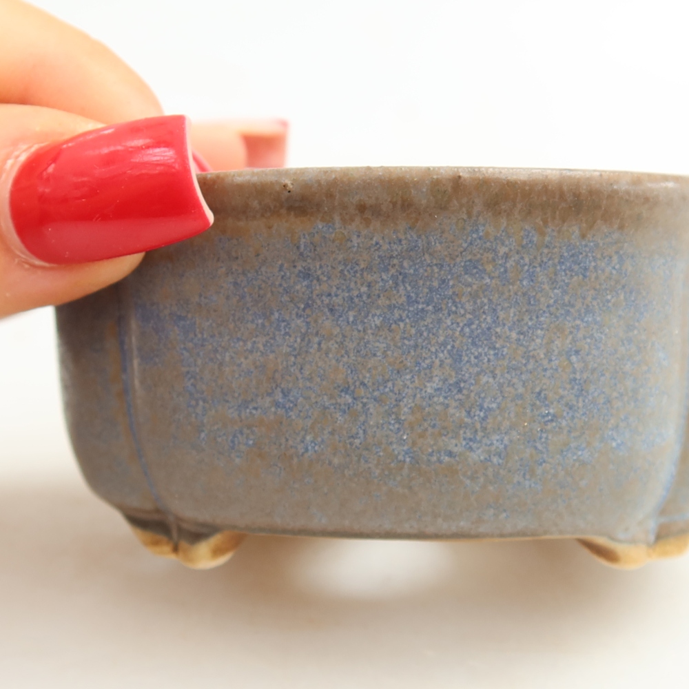 Keramische bonsaischaal 8 x 7,5 x 3,5 cm, kleur: blauw