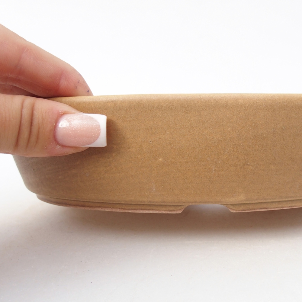 Bonsaischaal van keramiek 18,5 x 13,5 x 4,5 cm, kleur beige