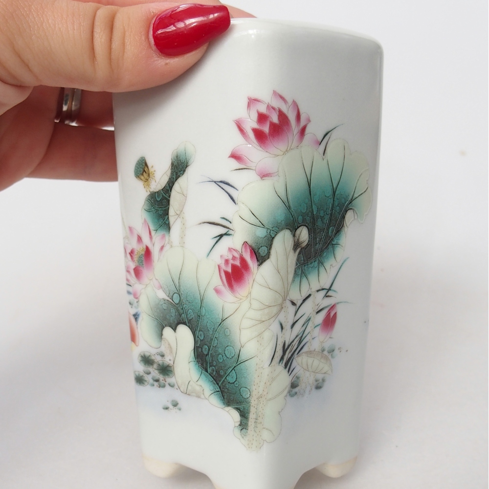 Bonsaischaal van keramiek 5,5 x 5,5 x 12 cm, kleur wit